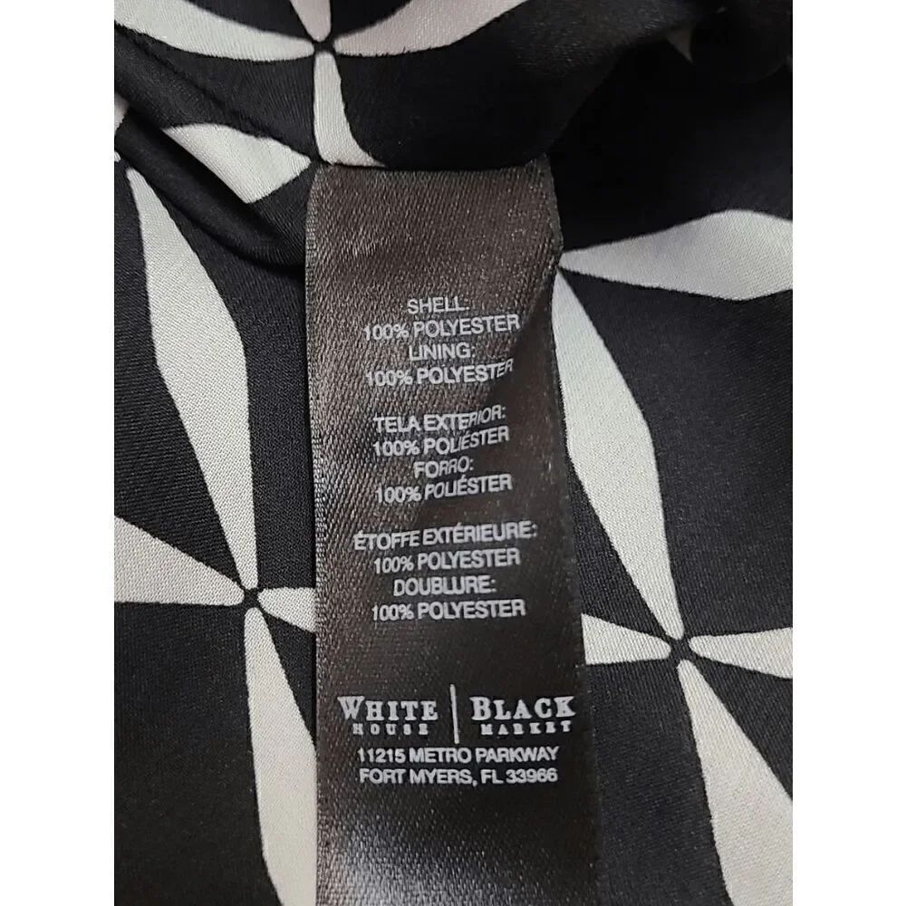 🖤🤍 WHITE HOUSE BLACK MARKET Geo Print Black White Tulle Trim Midi Skirt SIZE 2 - Picture 5 of 13